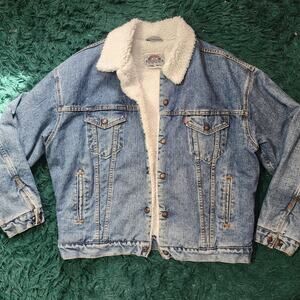 Vintage Levi’s Sherpa Lined Denim Trucker Jacket XL Classic Western 26x26